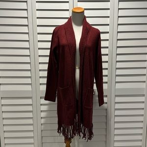 Bridgehampton Isaac Mizrahi NWOT Open Cardigan Sweater with Pockets with fringes